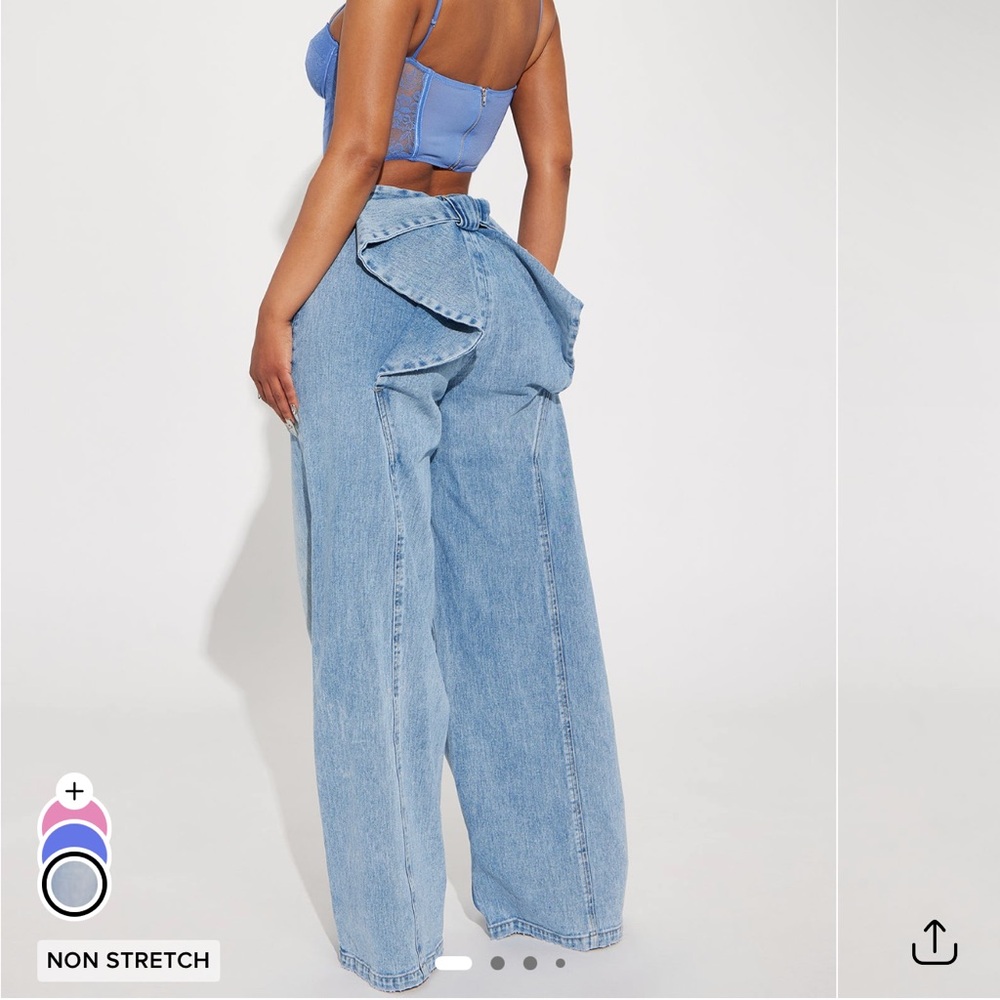 Bianca bow wide leg Light Wash Jeans